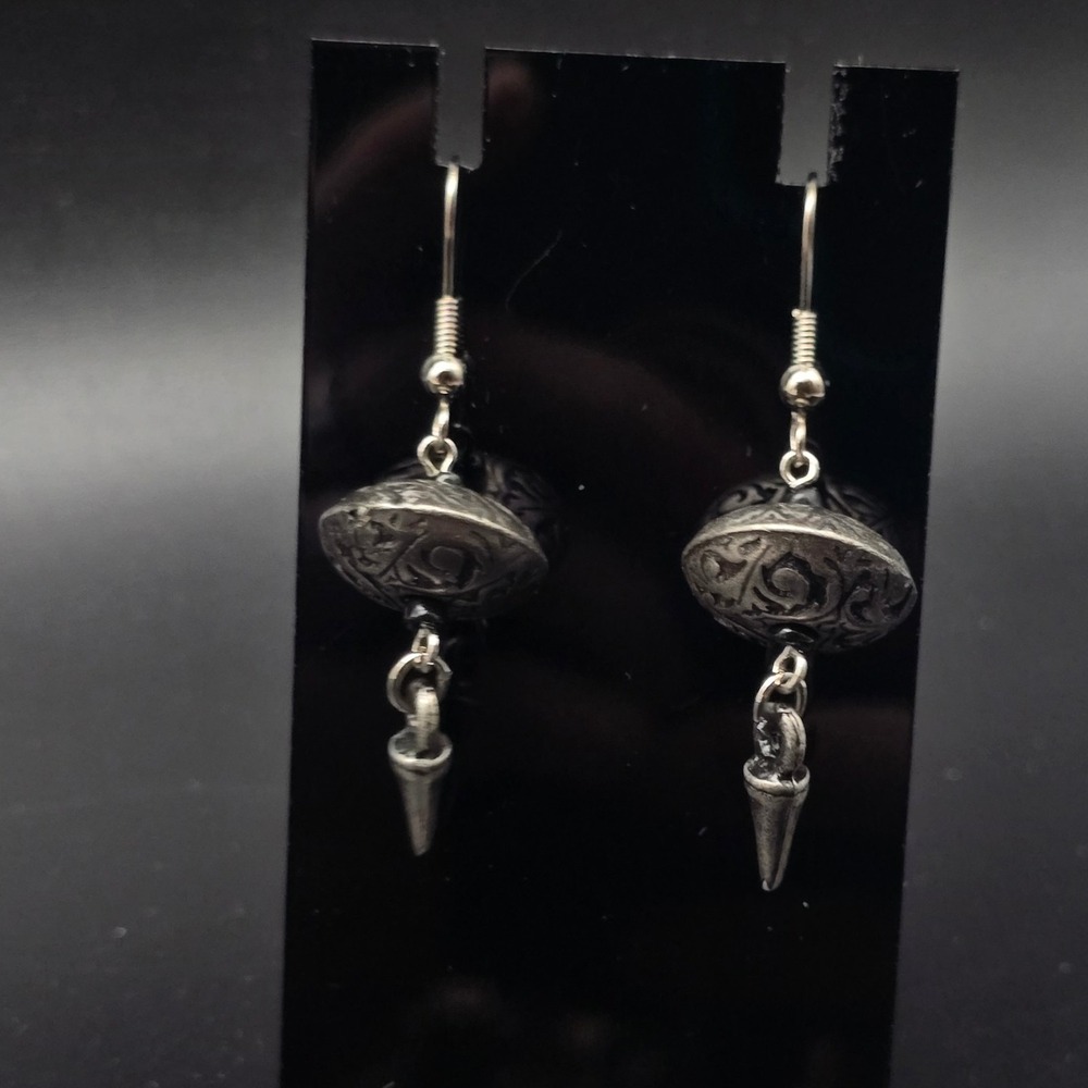 Silver Tone Boho Dangle Earrings Pierced NOS On Card Vintage 1990s